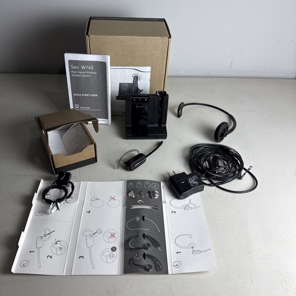 Plantronics SAVI 745 Wireless Headset (W745) Black Remote Work From Home Setup